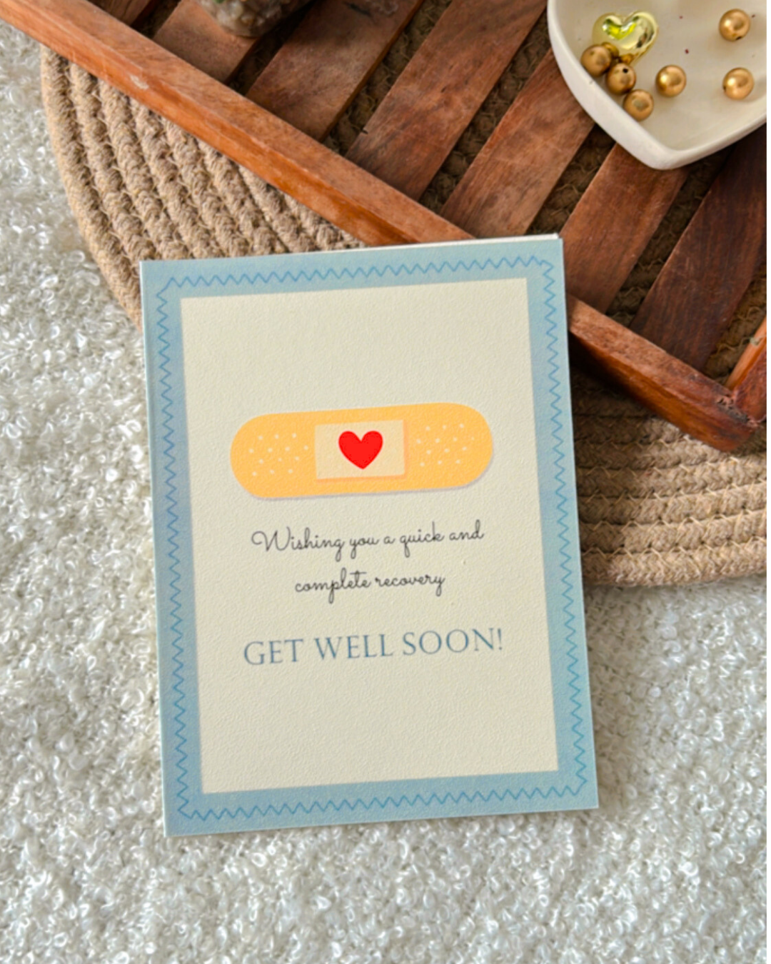 Get Well Soon Blue stitches- Greeting Card