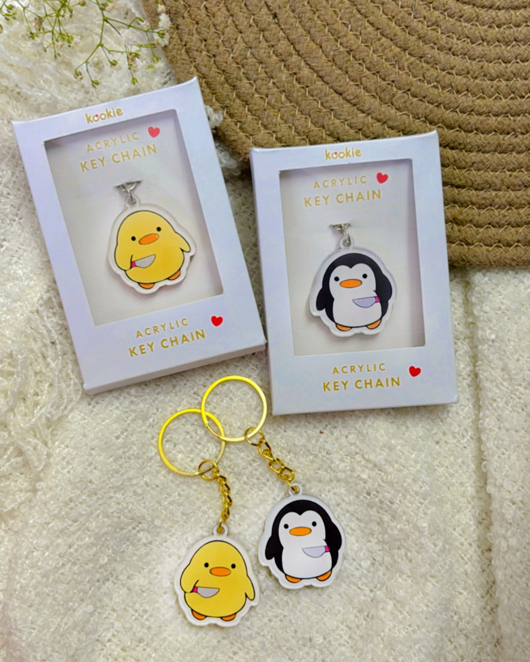 Duck & Penguin Duo- Key Ring