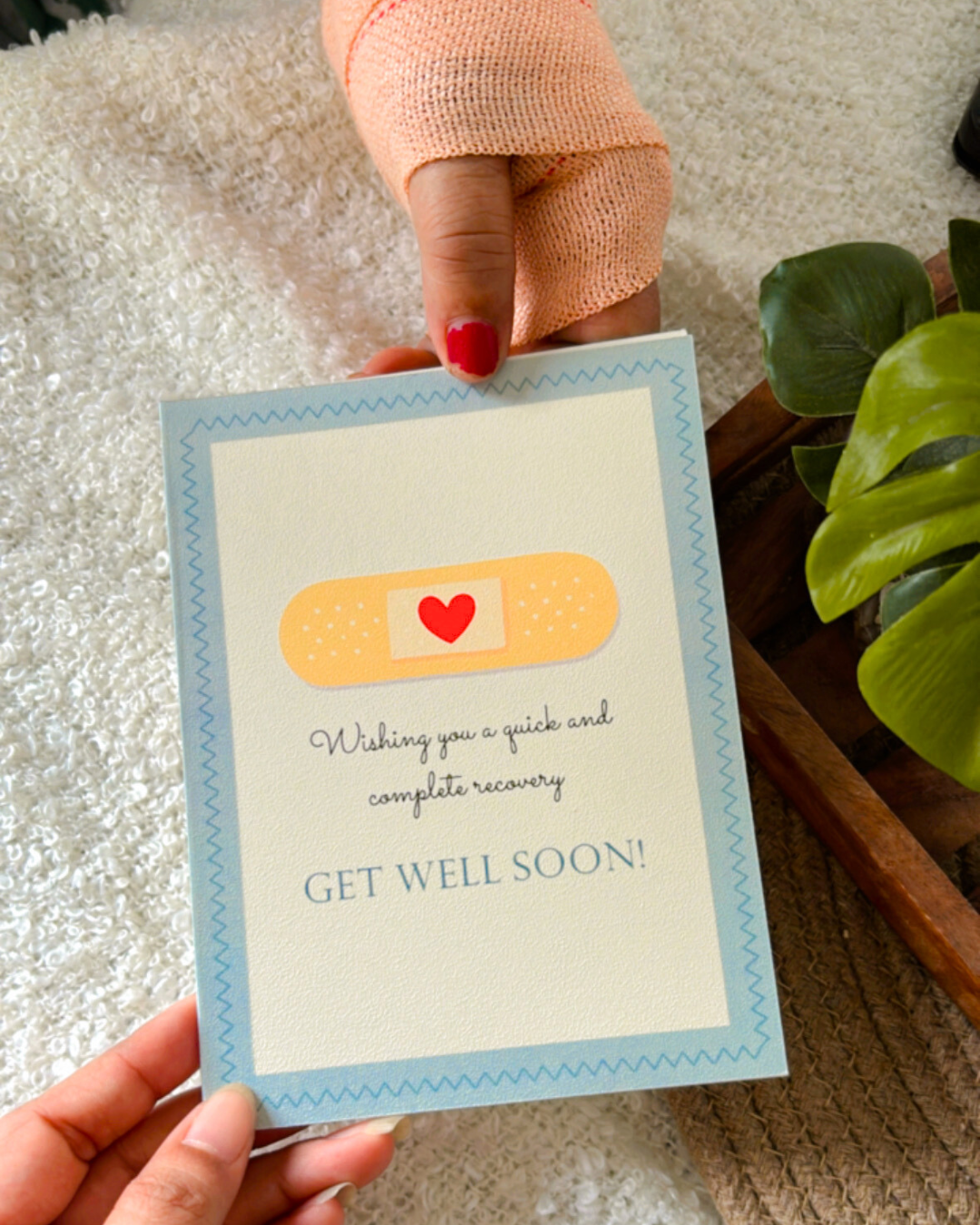 Get Well Soon Blue stitches- Greeting Card